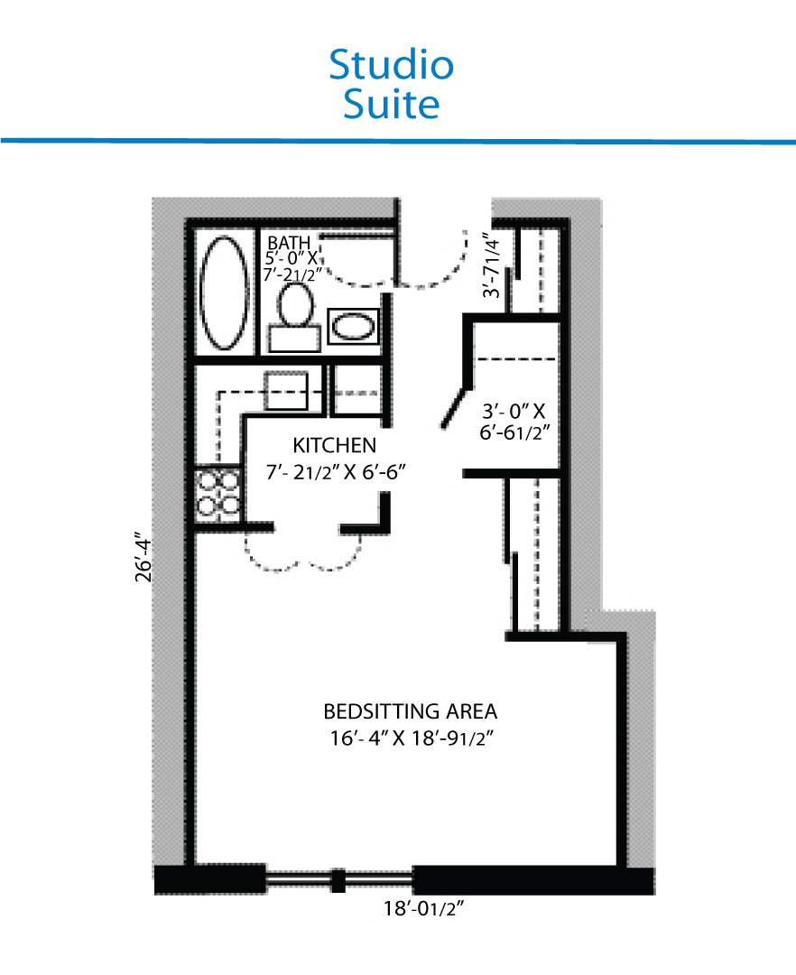 Floor Plan of Studio Suite Quinte Living Centre