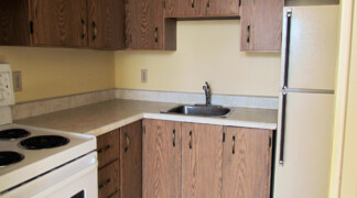 
View of studio kitchen area