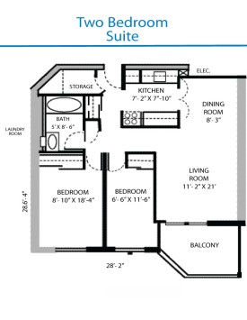 Two Bedroom Suite Floor Plan - Measurements May Vary From Actual Units