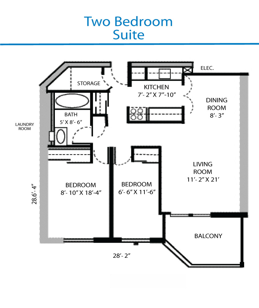 Floor Plan Of The Two Bedroom Suite Quinte Living Centre
